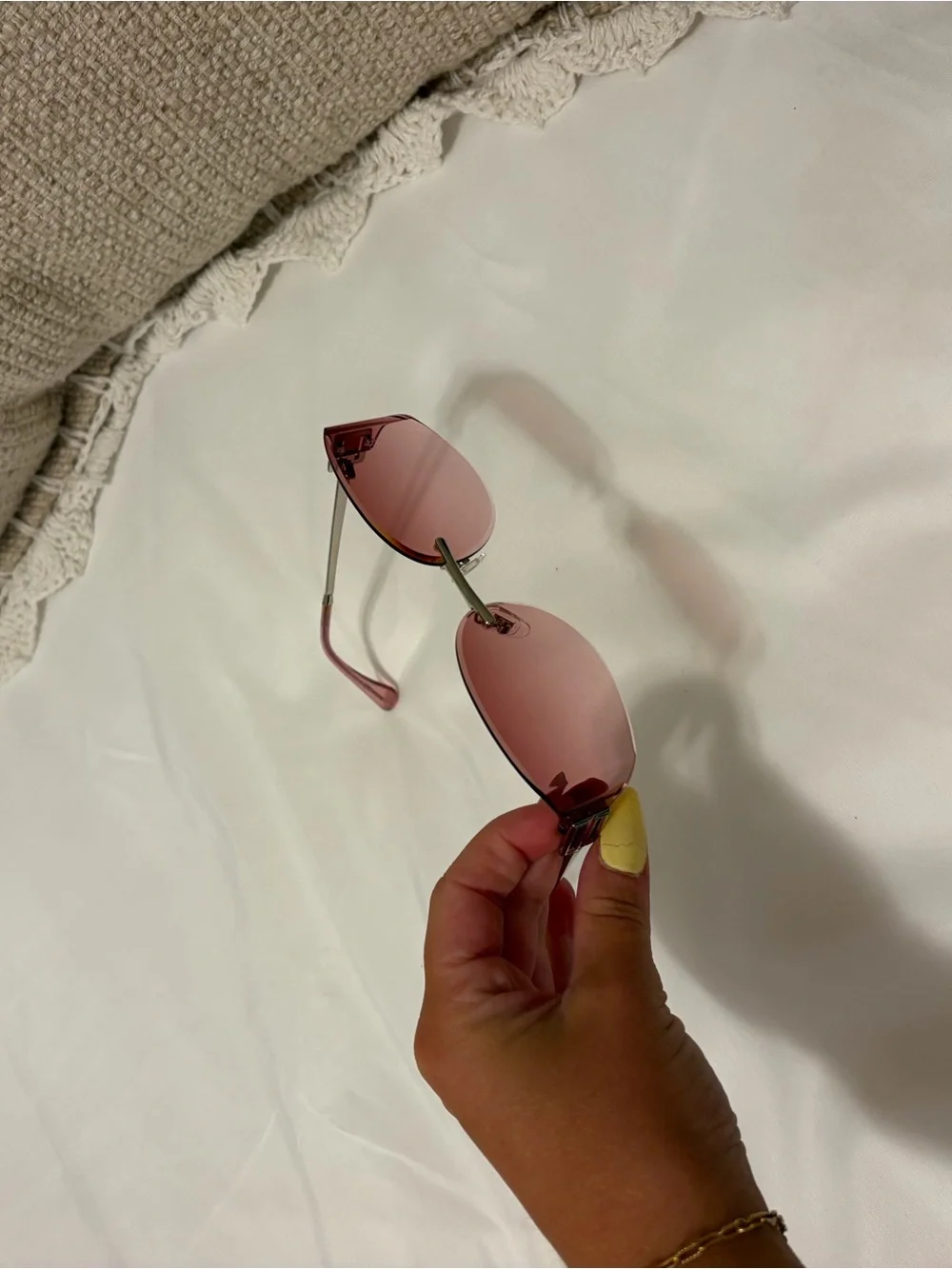 Rimless Pink Gradient Women's Sunglasses
